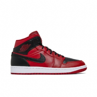 Air Jordan 1 Mid Punainen Musta Valkoinen Miesten Kengät