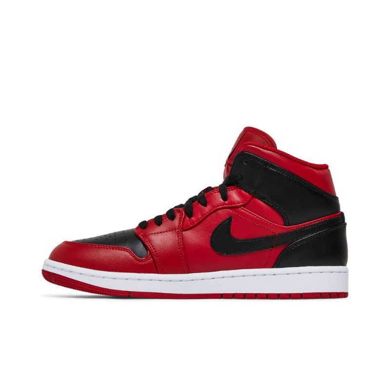 Air Jordan 1 Mid Punainen Musta Valkoinen Miesten Kengät
