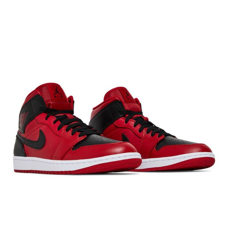 Air Jordan 1 Mid Punainen Musta Valkoinen Miesten Kengät