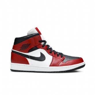 Air Jordan 1 Mid Punainen Valkoinen Musta Miesten Kengät
