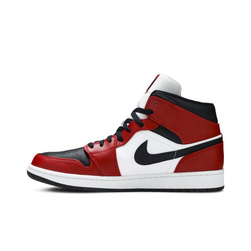 Air Jordan 1 Mid Punainen Valkoinen Musta Miesten Kengät
