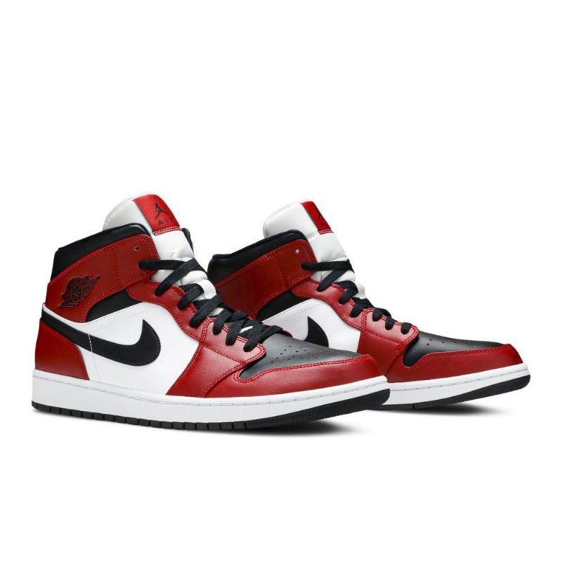 Air Jordan 1 Mid Punainen Valkoinen Musta Miesten Kengät