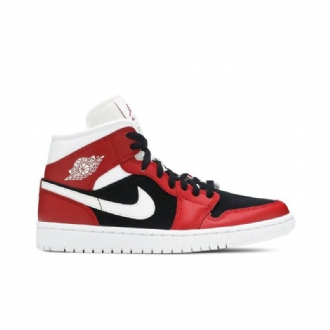 Air Jordan 1 Mid Punainen Valkoinen Mustat Naisten Kengät