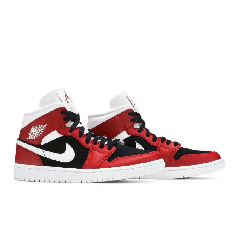 Air Jordan 1 Mid Punainen Valkoinen Mustat Naisten Kengät