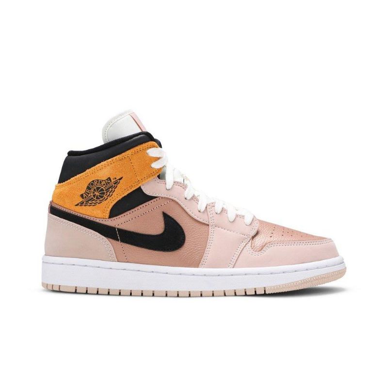 Air Jordan 1 Mid Se Beige Kultaa Mustavalkoiset Naisten Kengät