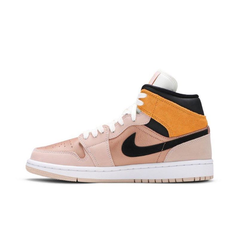 Air Jordan 1 Mid Se Beige Kultaa Mustavalkoiset Naisten Kengät
