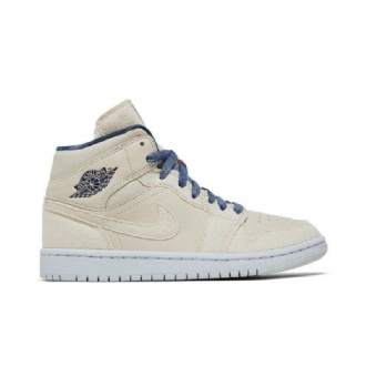 Air Jordan 1 Mid Se Beige Tummansininen Naisten Kengät
