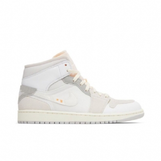 Air Jordan 1 Mid Se Craft Valkoiset Harmaat Vaaleanpunaiset Miesten Kengät