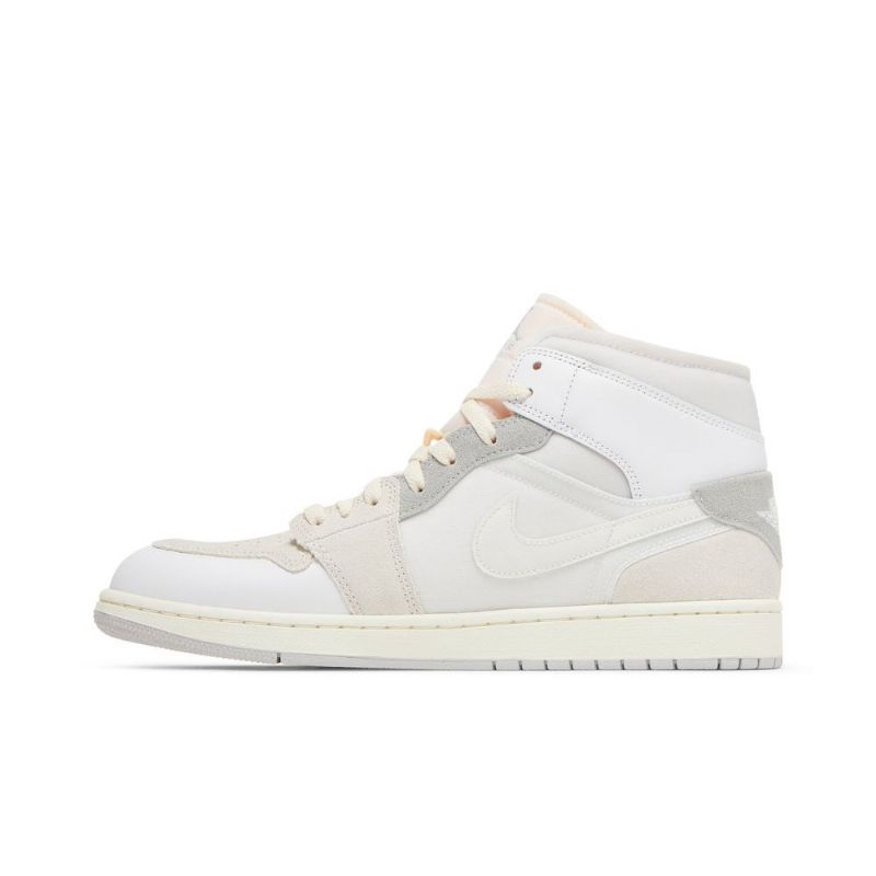 Air Jordan 1 Mid Se Craft Valkoiset Harmaat Vaaleanpunaiset Miesten Kengät