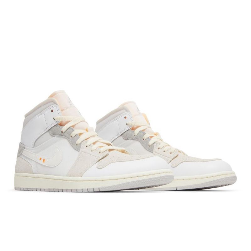 Air Jordan 1 Mid Se Craft Valkoiset Harmaat Vaaleanpunaiset Miesten Kengät