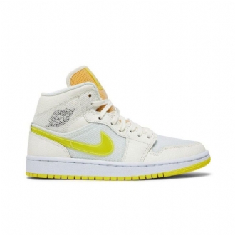 Air Jordan 1 Mid Se Keltainen Valkoinen Naisten Kengät