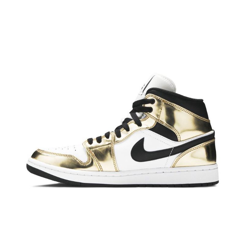 Air Jordan 1 Mid Se Kulta Mustavalkoiset Miesten Kengät