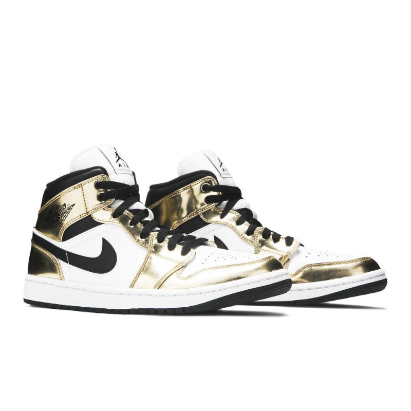 Air Jordan 1 Mid Se Kulta Mustavalkoiset Miesten Kengät