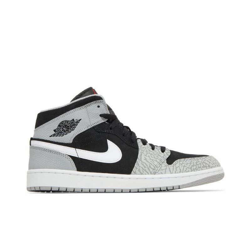 Air Jordan 1 Mid Se Musta Harmaa Valkoinen Punainen Miesten Kengät
