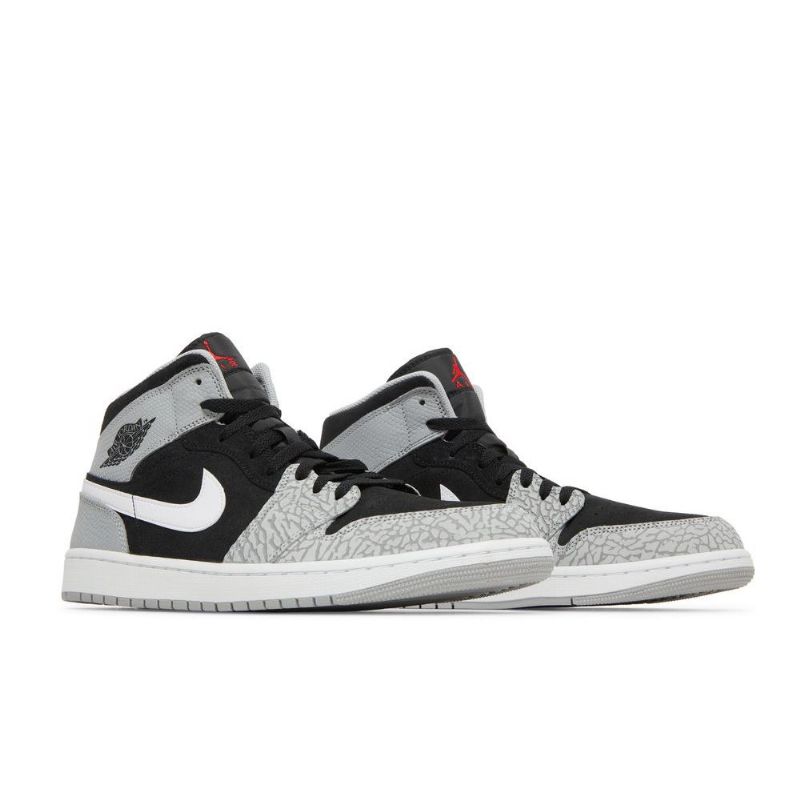 Air Jordan 1 Mid Se Musta Harmaa Valkoinen Punainen Miesten Kengät