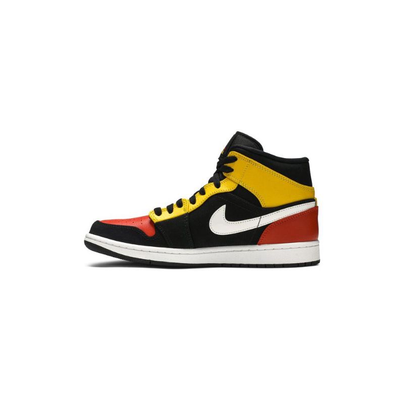 Air Jordan 1 Mid Se Musta Keltainen Oranssi Valkoinen Miesten Kengät