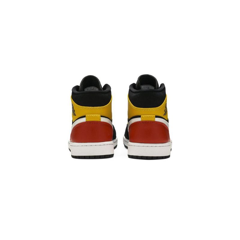 Air Jordan 1 Mid Se Musta Keltainen Oranssi Valkoinen Miesten Kengät