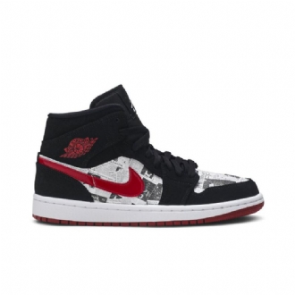 Air Jordan 1 Mid Se Musta Punainen Valkoinen Miesten Kengät