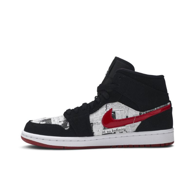 Air Jordan 1 Mid Se Musta Punainen Valkoinen Miesten Kengät