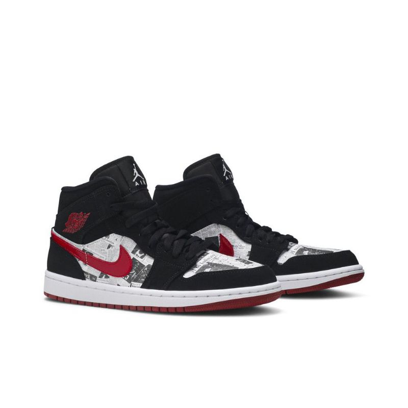 Air Jordan 1 Mid Se Musta Punainen Valkoinen Miesten Kengät