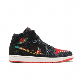 Air Jordan 1 Mid Se Musta Punainen Vihreä Kulta Miesten Kengät