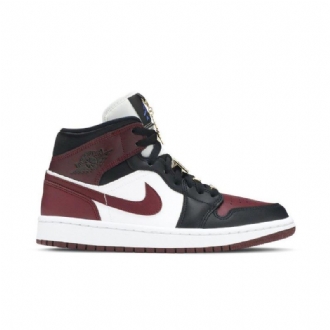 Air Jordan 1 Mid Se Mustat Bordeauxin Valkoiset Naisten Kengät