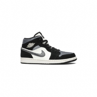 Air Jordan 1 Mid Se Mustavalkoinen Harmaa Miesten Kengät