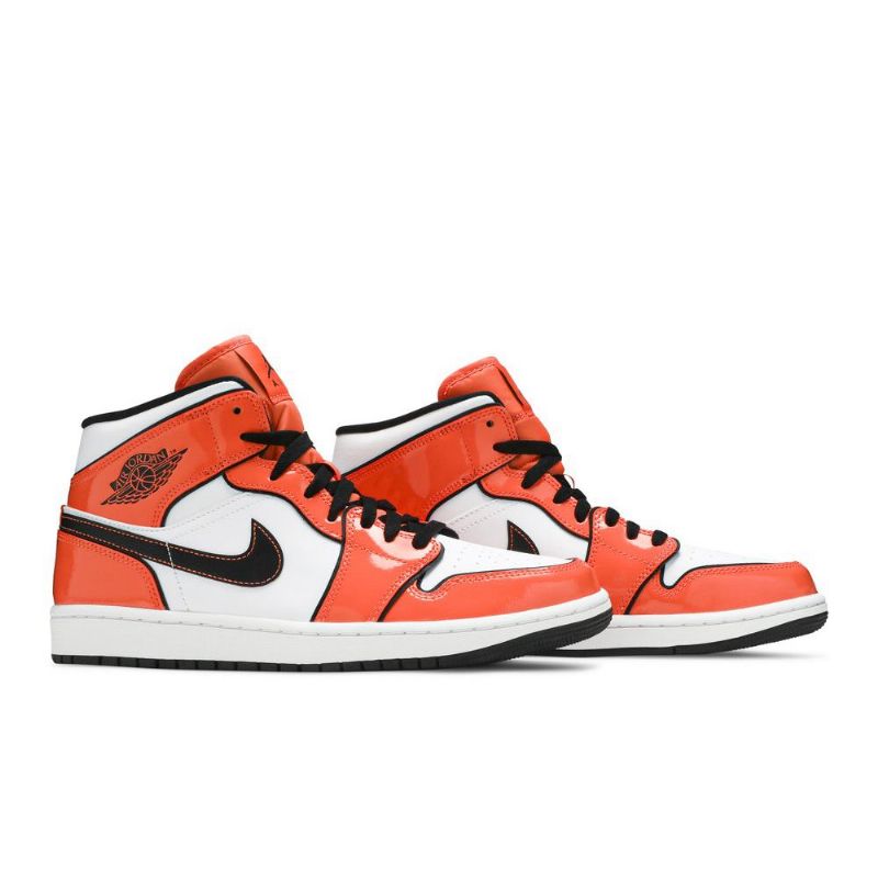 Air Jordan 1 Mid Se Oranssi Valkoinen Musta Miesten Kengät