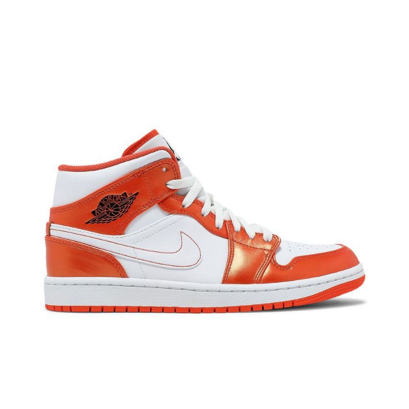 Air Jordan 1 Mid Se Oranssi Valkoinen Musta Miesten Kengät
