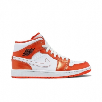 Air Jordan 1 Mid Se Oranssi Valkoinen Musta Miesten Kengät