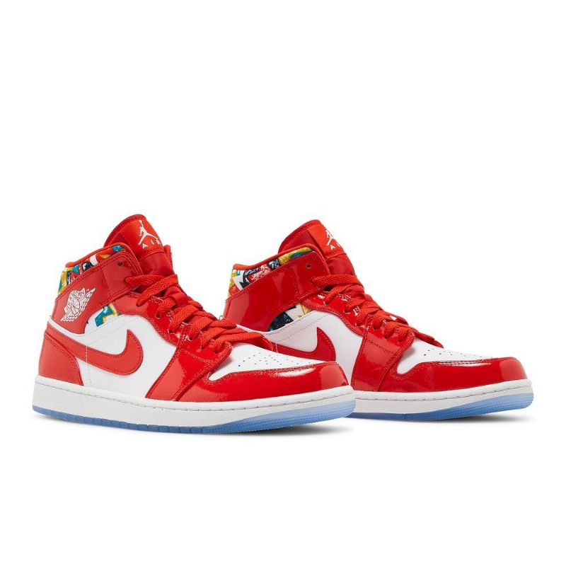 Air Jordan 1 Mid Se Punainen Valkokulta Siniset Miesten Kengät