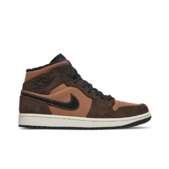 Air Jordan 1 Mid Se Ruskeat Mustat Miesten Kengät