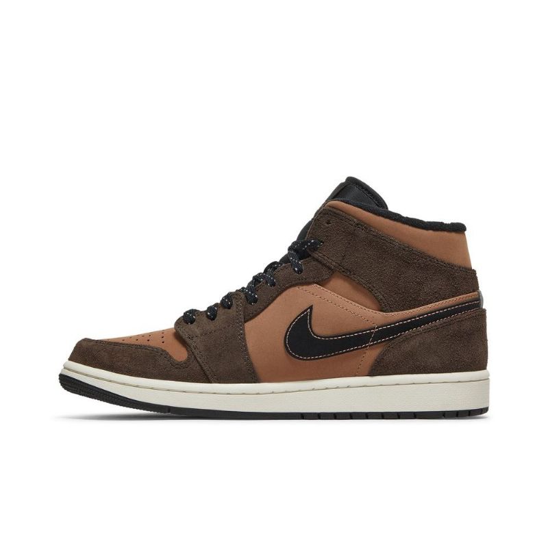 Air Jordan 1 Mid Se Ruskeat Mustat Miesten Kengät