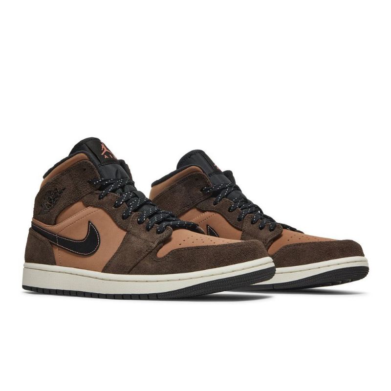 Air Jordan 1 Mid Se Ruskeat Mustat Miesten Kengät