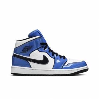 Air Jordan 1 Mid Se Sininen Valkoinen Musta Miesten Kengät