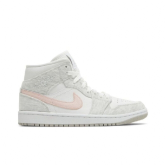 Air Jordan 1 Mid Se Valkoinen Harmaa Vaaleanpunainenki Naisten Kengät