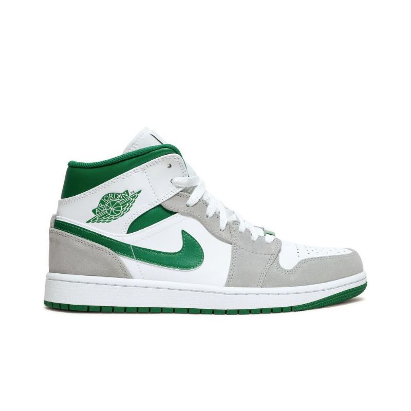 Air Jordan 1 Mid Se Valkoinen Harmaa Vihreä Miesten Kengät