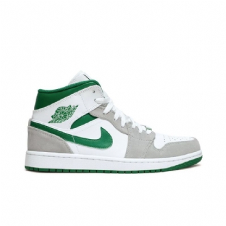 Air Jordan 1 Mid Se Valkoinen Harmaa Vihreä Miesten Kengät