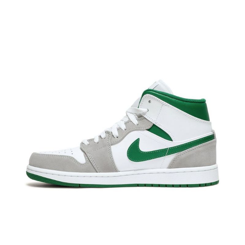 Air Jordan 1 Mid Se Valkoinen Harmaa Vihreä Miesten Kengät