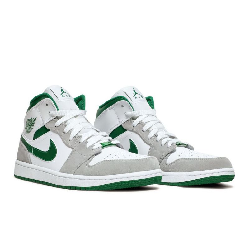 Air Jordan 1 Mid Se Valkoinen Harmaa Vihreä Miesten Kengät