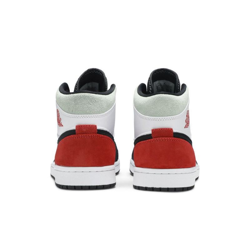 Air Jordan 1 Mid Se Valkoinen Musta Harmaa Punainen Miesten Kengät