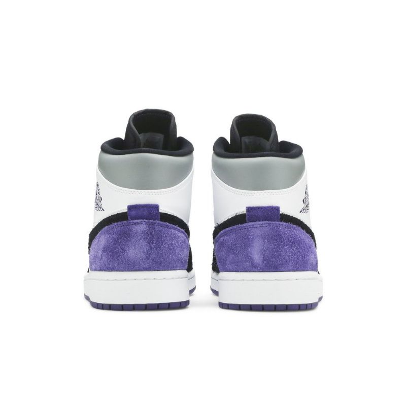 Air Jordan 1 Mid Se Valkoinen Musta Harmaa Purppura Miesten Kengät