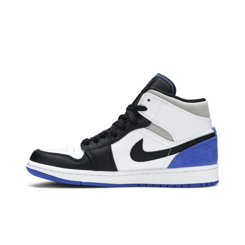 Air Jordan 1 Mid Se Valkoinen Musta Harmaa Sininen Miesten Kengät