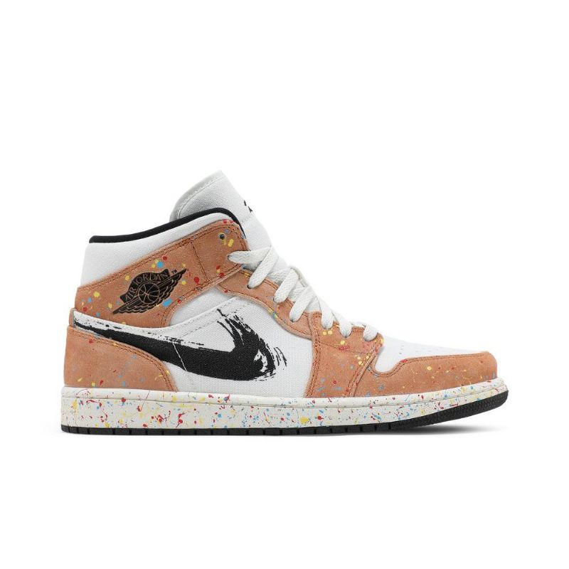 Air Jordan 1 Mid Se Valkoinen Musta Ruskea Miesten Kengät