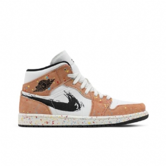Air Jordan 1 Mid Se Valkoinen Musta Ruskea Miesten Kengät