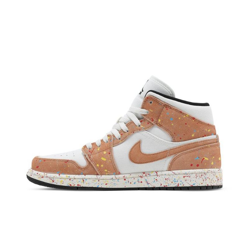 Air Jordan 1 Mid Se Valkoinen Musta Ruskea Miesten Kengät