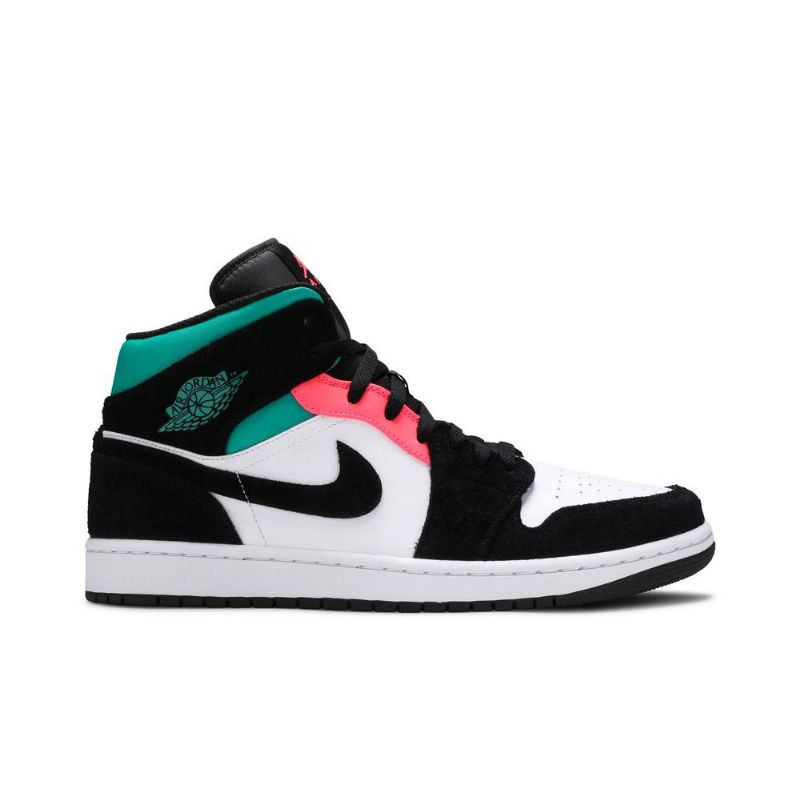 Air Jordan 1 Mid Se Valkoinen Musta Sininen Vaaleanpunainen Miesten Kengät