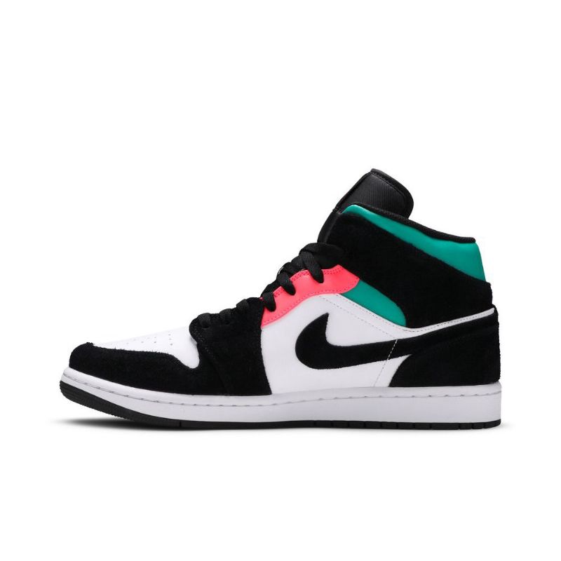 Air Jordan 1 Mid Se Valkoinen Musta Sininen Vaaleanpunainen Miesten Kengät