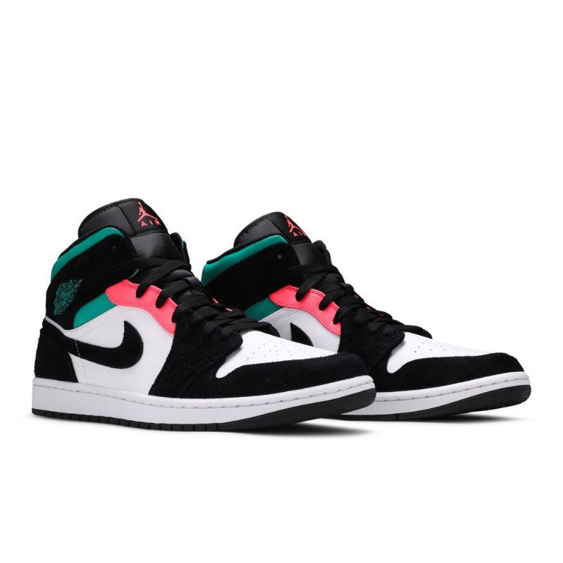 Air Jordan 1 Mid Se Valkoinen Musta Sininen Vaaleanpunainen Miesten Kengät