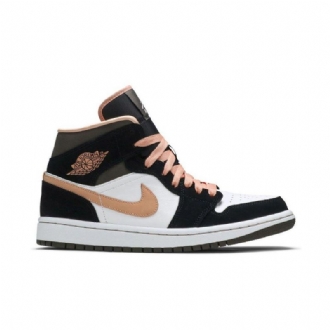 Air Jordan 1 Mid Se Valkoinen Musta Vaaleanpunainen Naisten Kengät